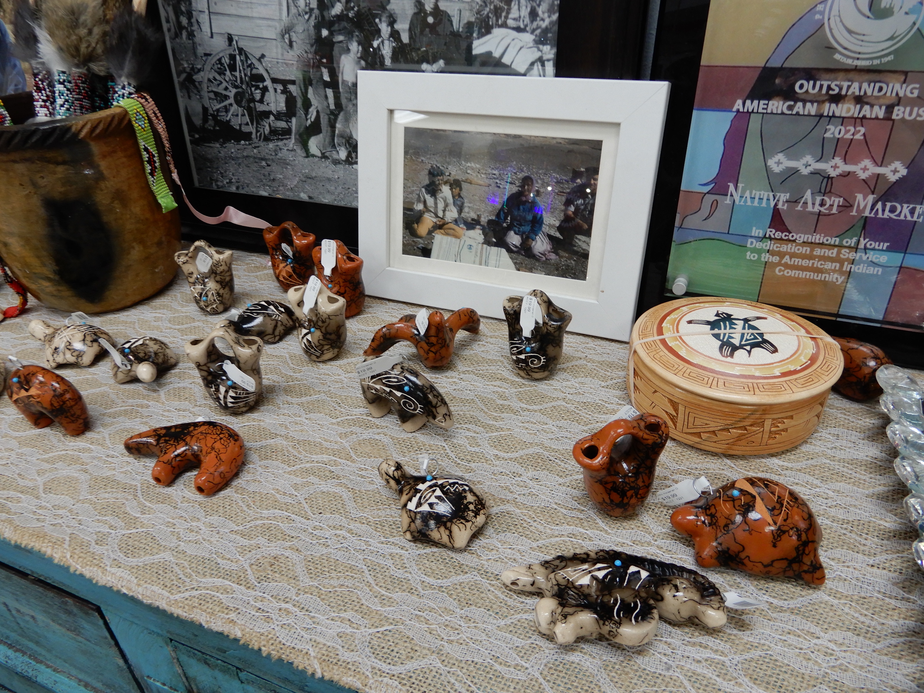 アリゾナ州ネイティブアメリカンインディアン絵ポタリー壷ヴィンテージ